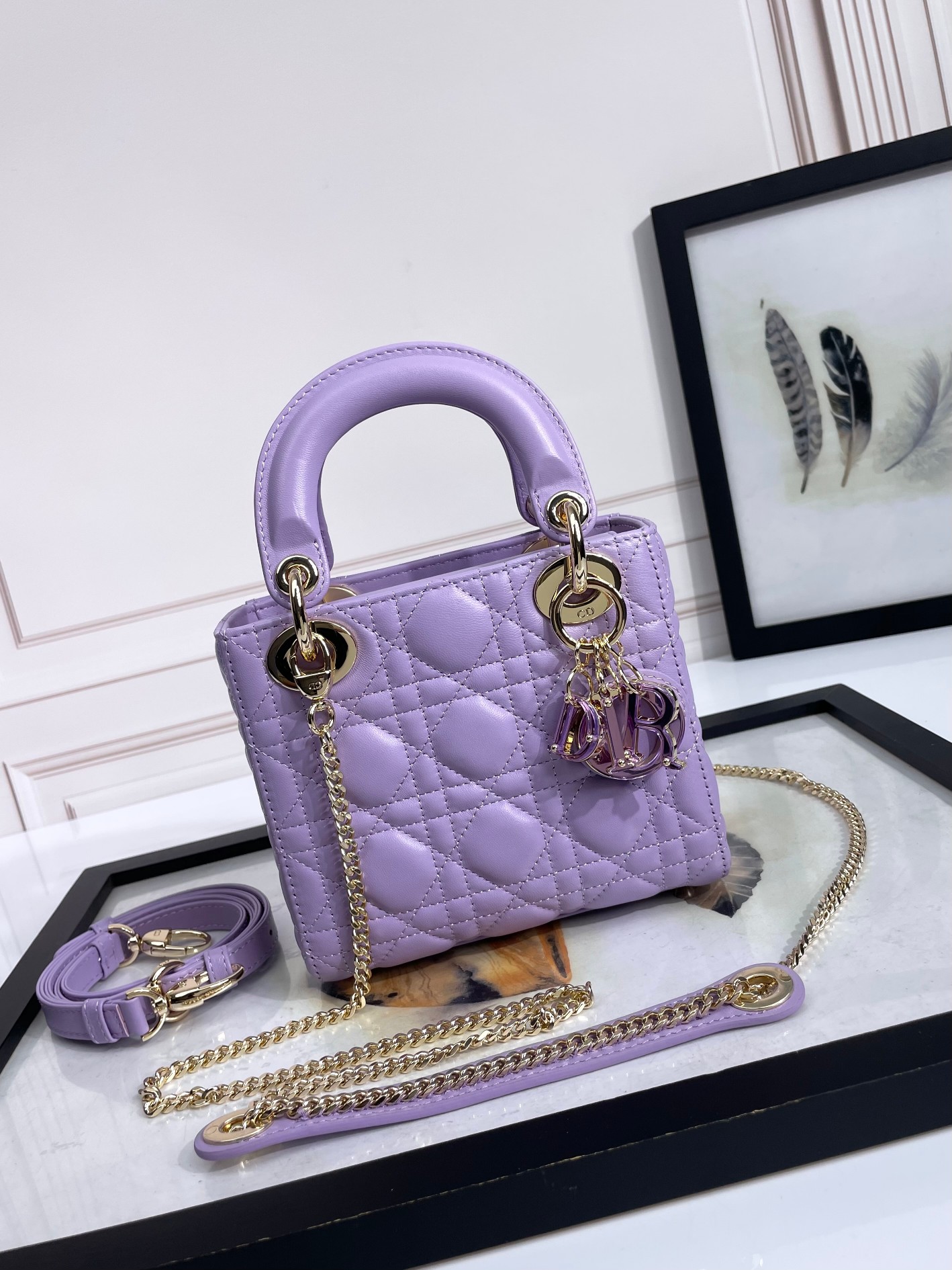 Mini Lady Dior Bag Purple Cannage Lambskin